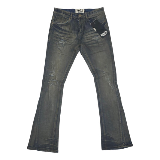 ROAR MEN'S RIP & REPAIR STACKED JEANS DARK VINTAGE 43435