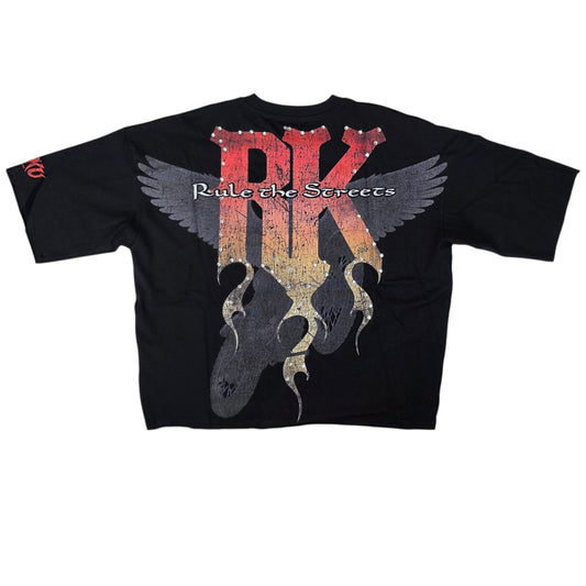 ROKU MEN'S RULE THE STREET CROPPED T-SHIRT BLACK