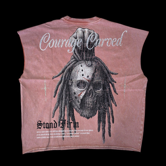 ROKU MEN'S FALLEN ANGEL ENZYME CUT OFF T-SHIRT WASHED MUAVE