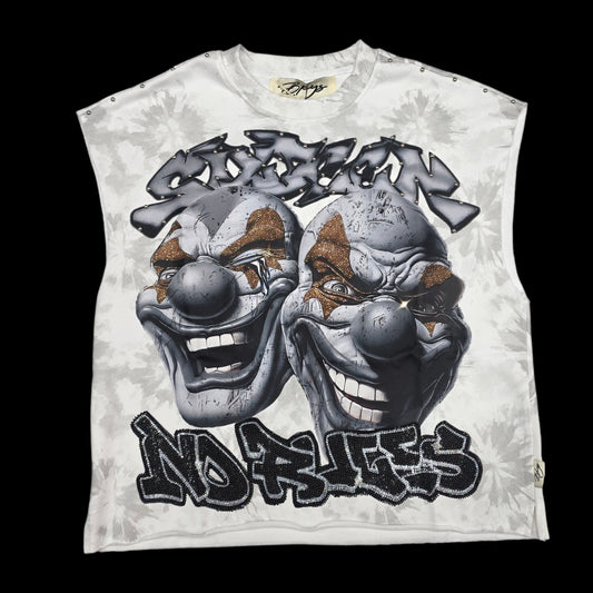BKYS MEN'S SINNER CLUB MUSCLE SLEEVELESS T-SHIRT MT1548 WHITE