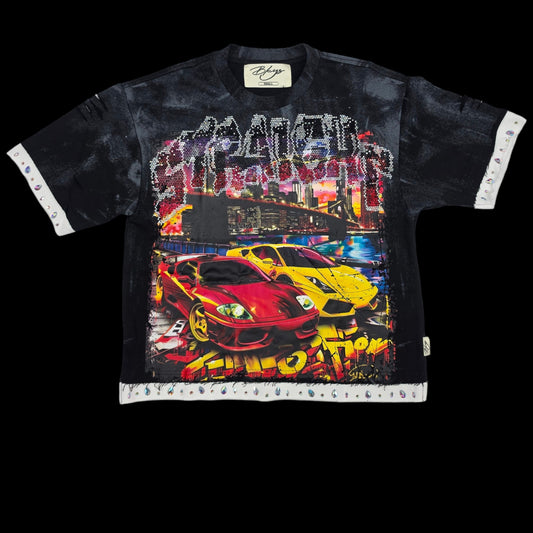 BKYS MEN'S STRAIGHT CROPPED T-SHIRT BLACK T1486