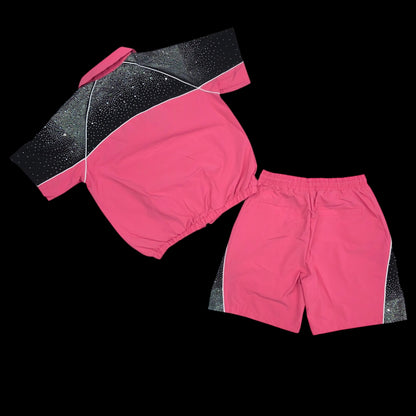 KINDRED MEN'S RHINESTONE NYLON SHORT SET STONE PINK/BLACK 2236S