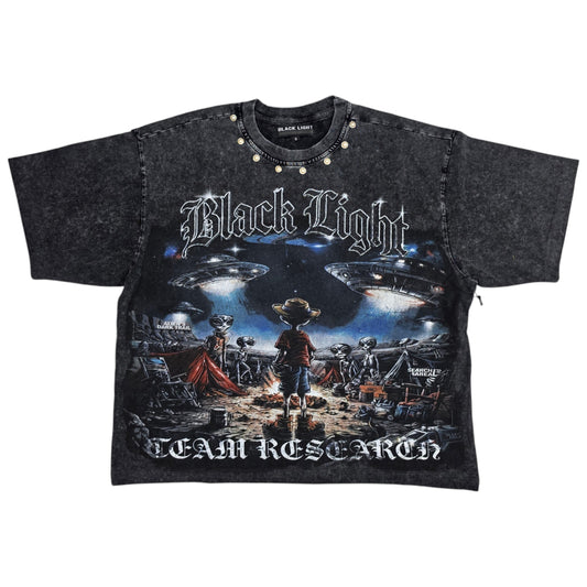 BLACK LIGHT MEN'S TEAM RESEARCH T-SHIRT GREY 26219 OVERSIZED