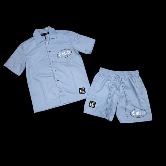 HUDSON MEN'S NYLON SHORT SET BLUE