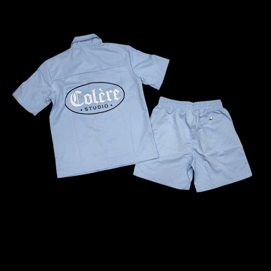 HUDSON MEN'S NYLON SHORT SET BLUE