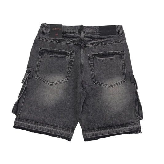 PJ MARK MEN'S DENIM CARGO SHORTS BLACK DS2530
