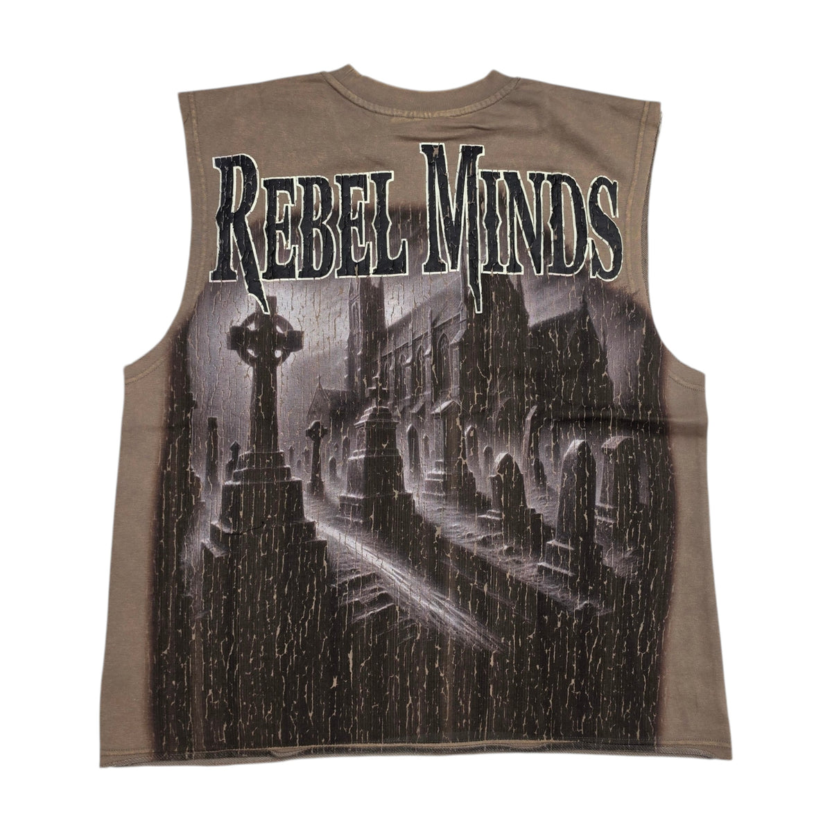 REBEL MINDS MEN'S BORN FROM DUST SLEEVELESS T-SHIRT TAUPE