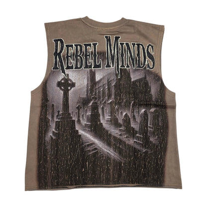 REBEL MINDS MEN'S BORN FROM DUST SLEEVELESS T-SHIRT TAUPE