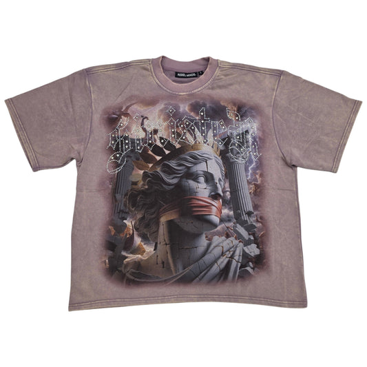 REBEL MINDS MEN'S SINISTER CROPPED T-SHIRT SAGE PINK