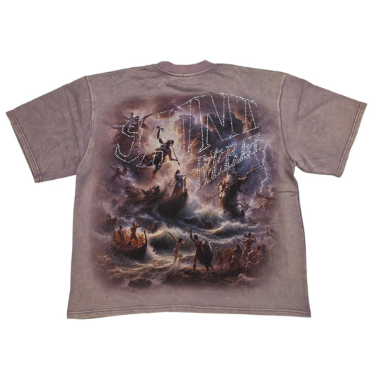 REBEL MINDS MEN'S SINISTER CROPPED T-SHIRT SAGE PINK