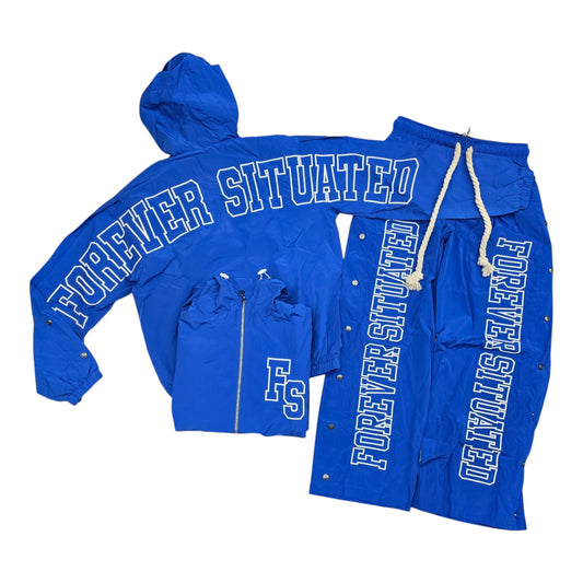 MEN’S FOREVER SITUATED SNAP-SIDE NYLON TRACKSUIT ROYAL BLUE