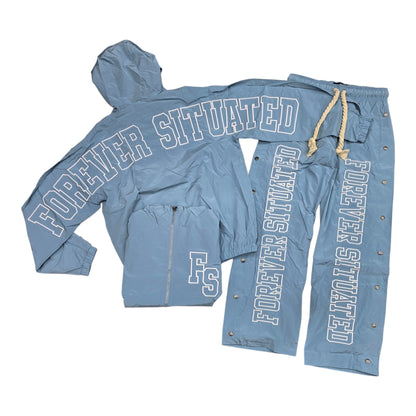 MEN’S FOREVER SITUATED SNAP-SIDE NYLON TRACKSUIT BABY BLUE