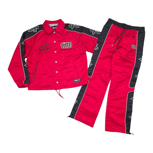 FIRST ROW MEN’S 96 NYLON TRACK SET RED