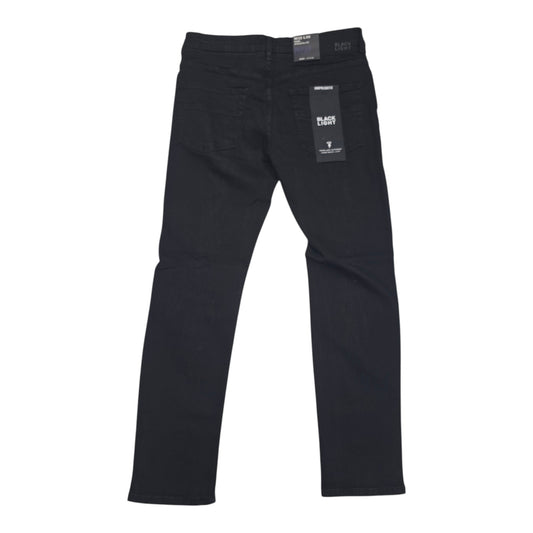 BLACK LIGHT MEN’S DISTRESSED ATHLETIC FIT DENIM JEANS 70135 JET BLACK