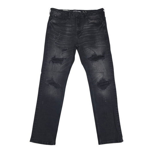 BLACK LIGHT MEN’S DISTRESSED ATHLETIC FIT DENIM JEANS 70134 BLACK