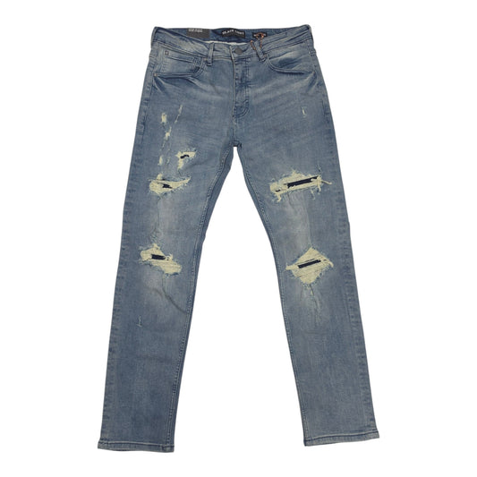 BLACK LIGHT MEN’S DISTRESSED ATHLETIC FIT DENIM JEANS 70134 LT INDIGO
