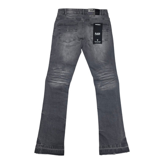 BLACK LIGHT MEN’S DISTRESSED STACKED FLARE JEANS 70150 GREY