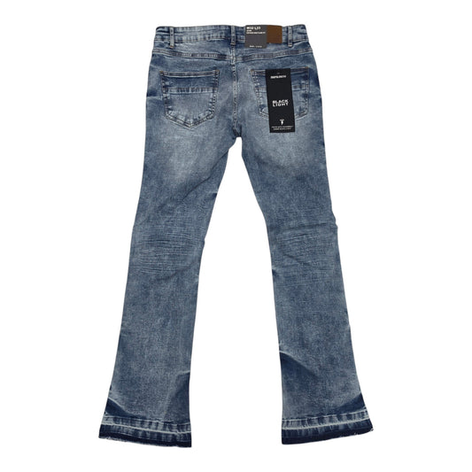 BLACK LIGHT MEN’S DISTRESSED STACKED FLARE JEANS 70150 BLUE