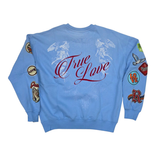 ROKU MEN'S DEVOTION FADED CREWNECK UNIVERSITY BLUE