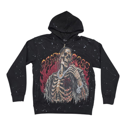 BLACK LIGHT MEN'S HEAVYWEIGHT SKELETON GRAPHIC ZIP-UP HOODIE BLACK 26923