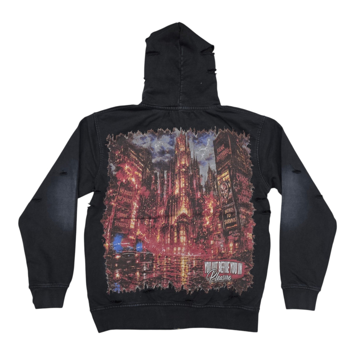 BLACK LIGHT MEN’S URBAN CHAOS 550 GSM FRENCH TERRY ZIP-UP HOODIE CHARCOAL 26926