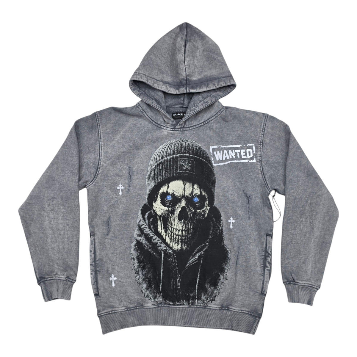 BLACK LIGHT MEN’S WANTED SKULL 550 GSM FRENCH TERRY HOODIE 26825
