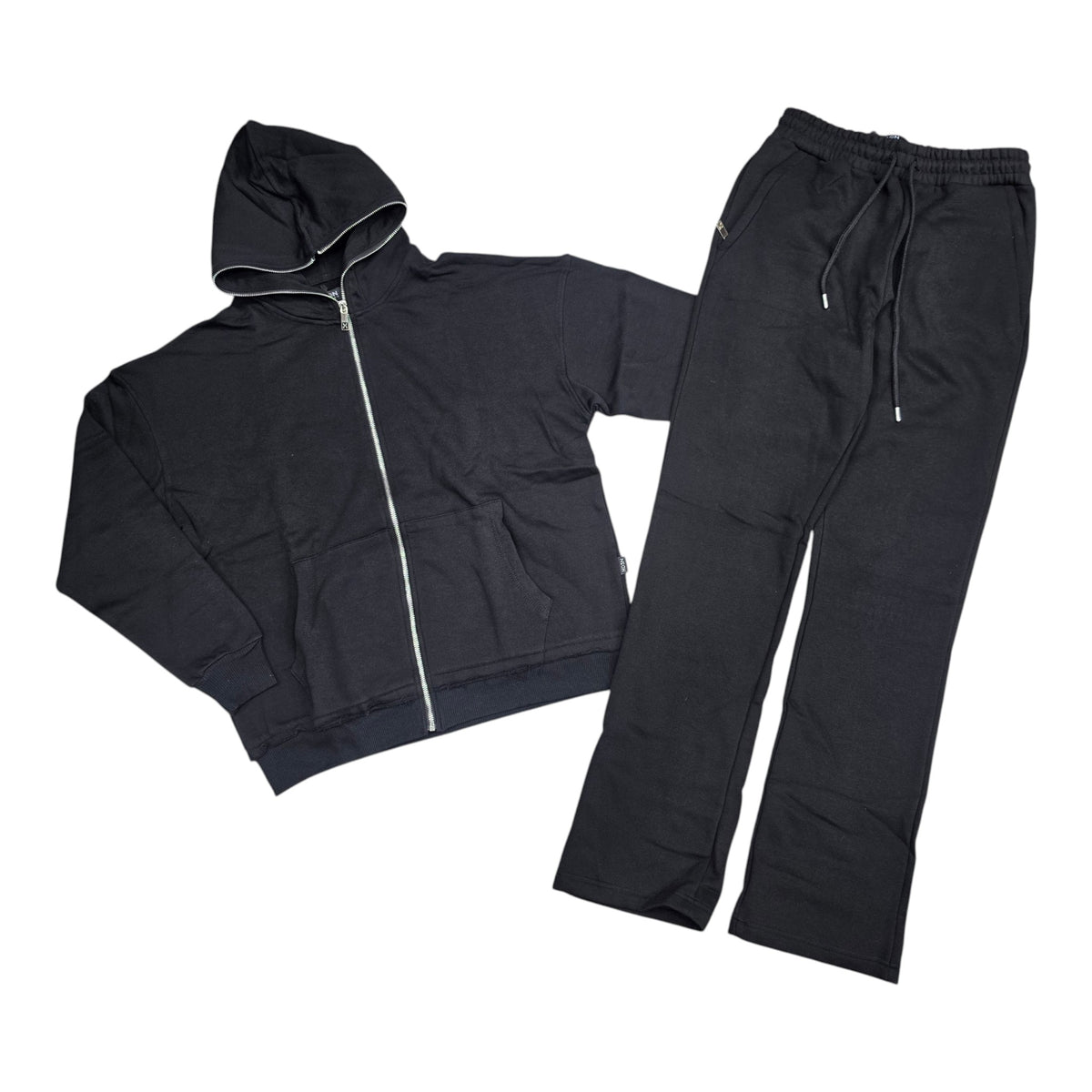HUDSON MEN'S PREMIUM ZIP-UP SWEATSUIT SET BLACK
