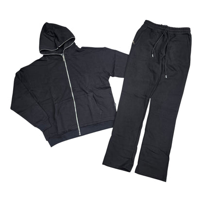 HUDSON MEN'S PREMIUM ZIP-UP SWEATSUIT SET BLACK