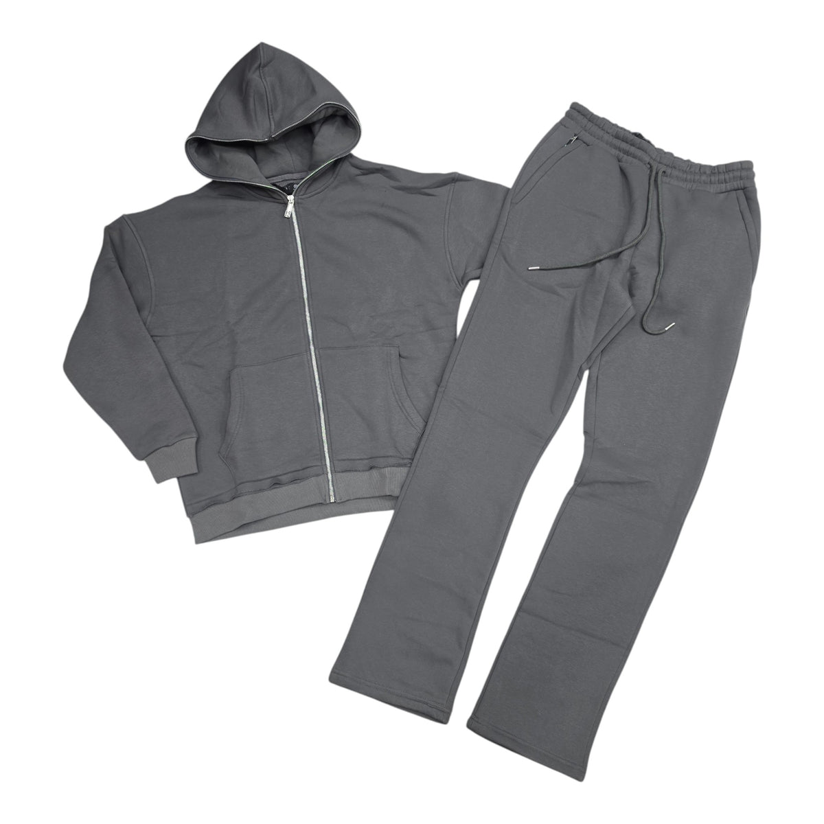 HUDSON MEN'S PREMIUM ZIP-UP SWEATSUIT SET GREY