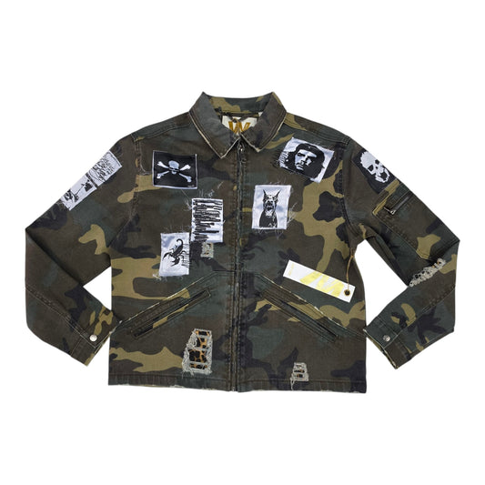 WAIMEA MEN'S DISTRESSED PATCHWORK CAMO ZIP-UP JACKET