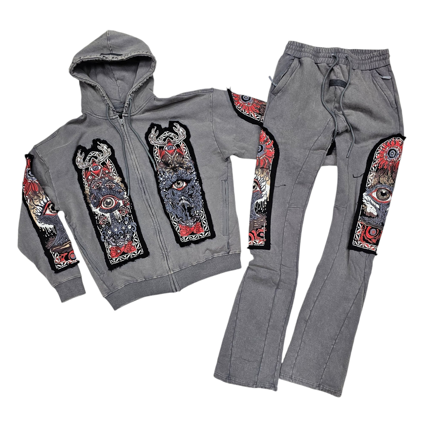 HUDSON WINDOWS OVERSIZE STACKED SWEATSUIT GREY