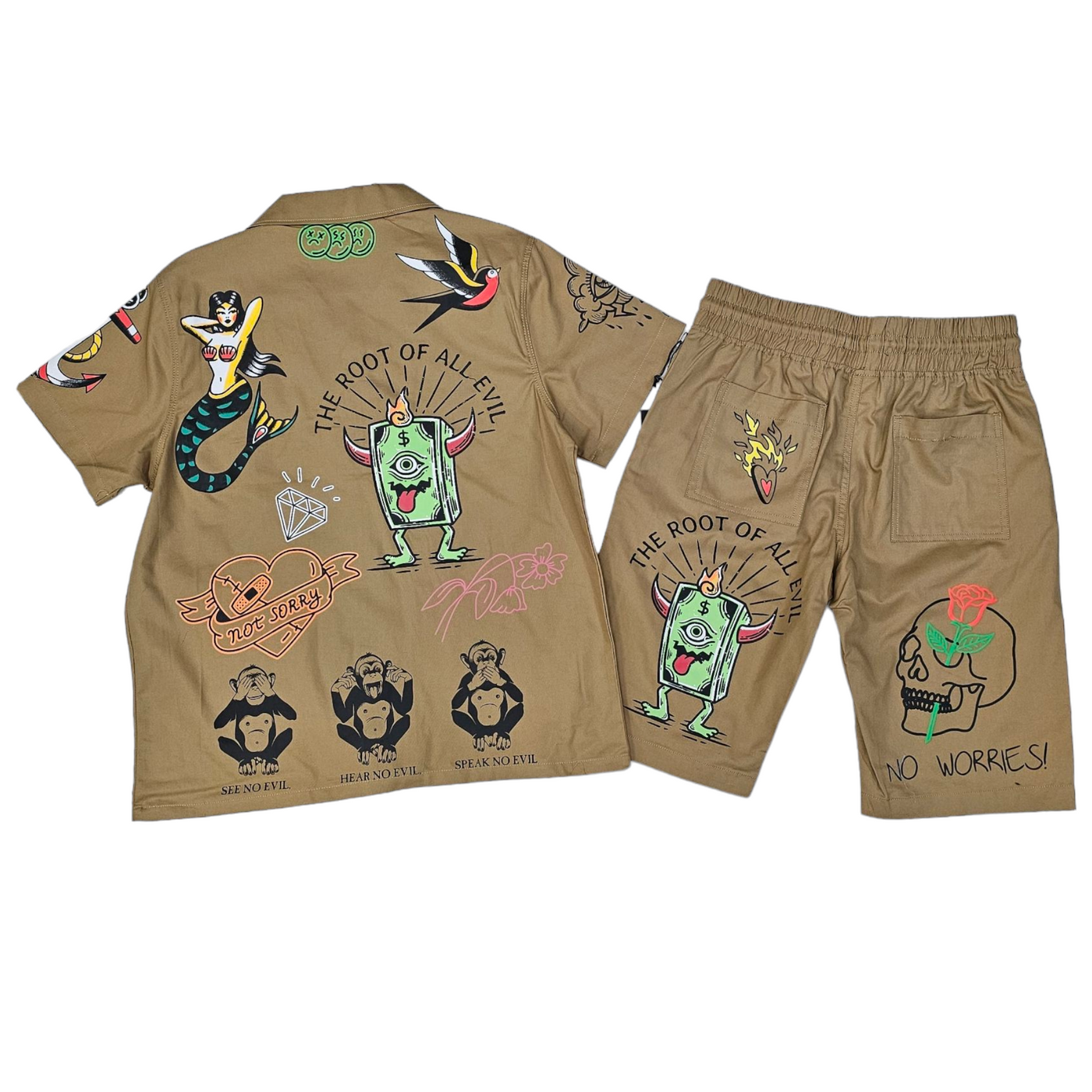 Switch Tattoo Patch Short Set Khaki