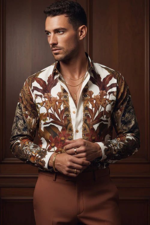 LEON DE ORO RHINESTONE LONG SLEEVE SHIRT 3SPR428