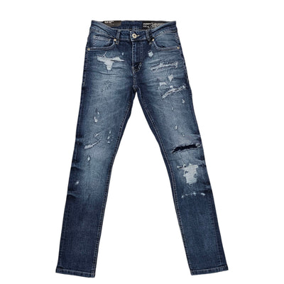 M SOCIETY DENIM JEANS RIPS & REPAIR BLUE MS-80346