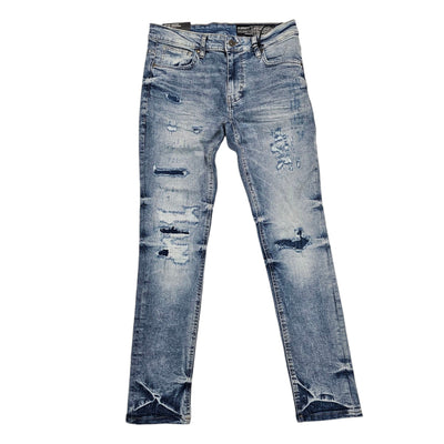 M SOCIETY DENIM JEANS RIPS & REPAIR OCEAN BLUE MS-80348