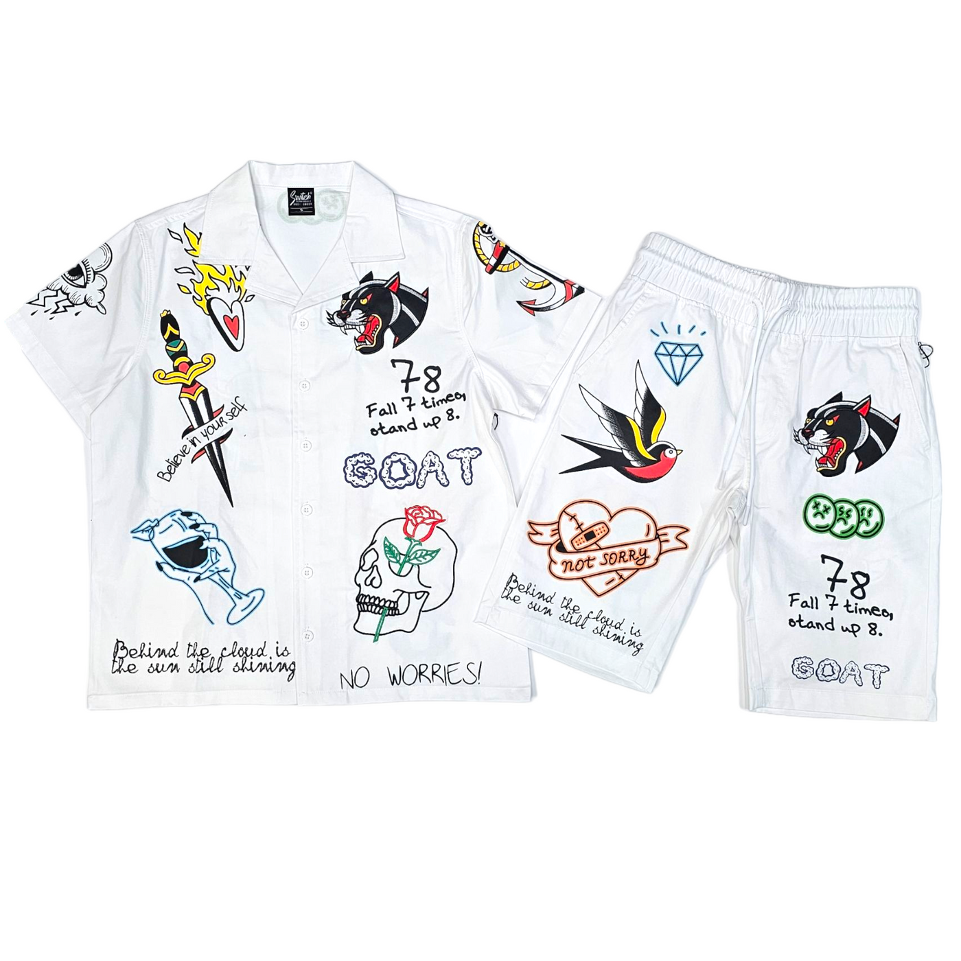 Switch Tattoo Patch Short Set White