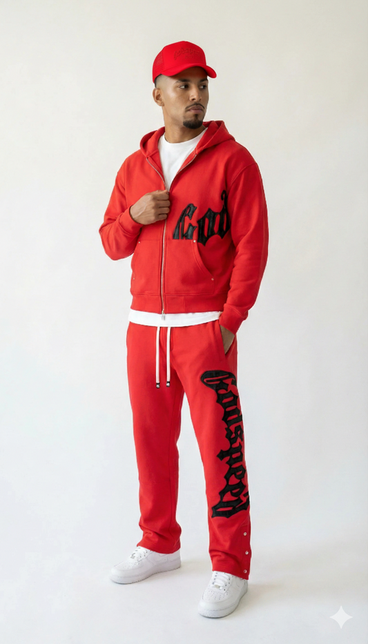 GODSPEED OG LOGO SWEATSUIT V2 RED/PLAID
