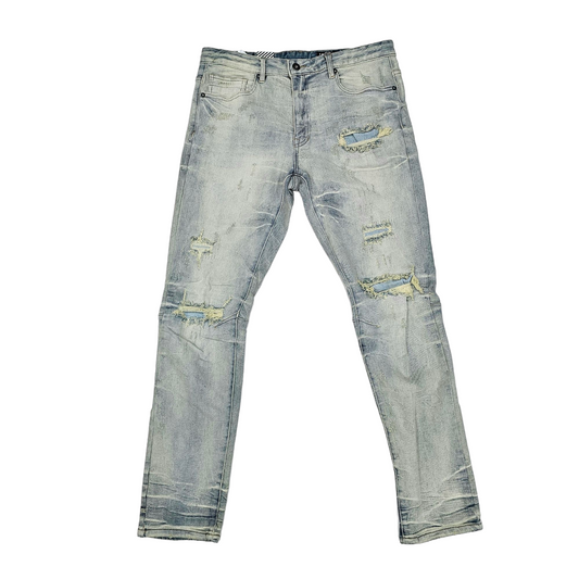 Smoke Rise Wave Effect Jeans Leo Blue JP24108
