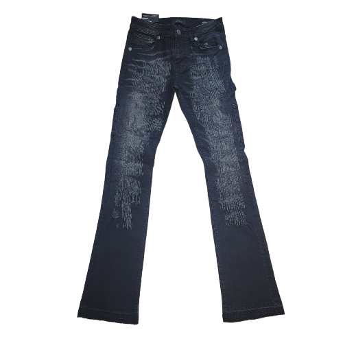Krome Fashion Stacked Jeans Black 3007