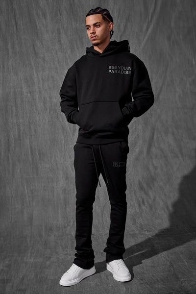 SYIP SWEATSUIT SET STACKED PANTS BLACK