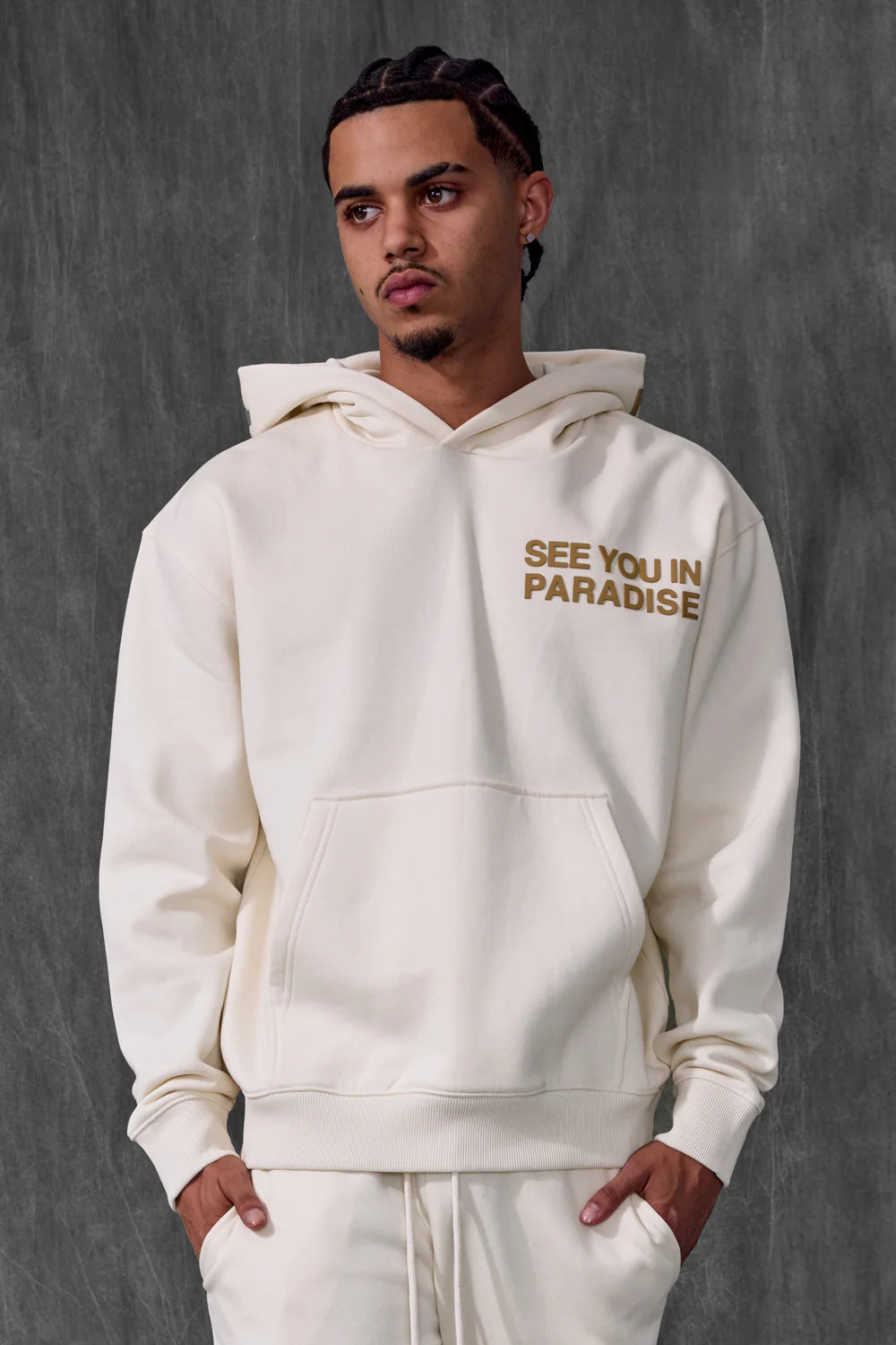 SYIP SWEATSUIT SET STACKED PANTS BONE