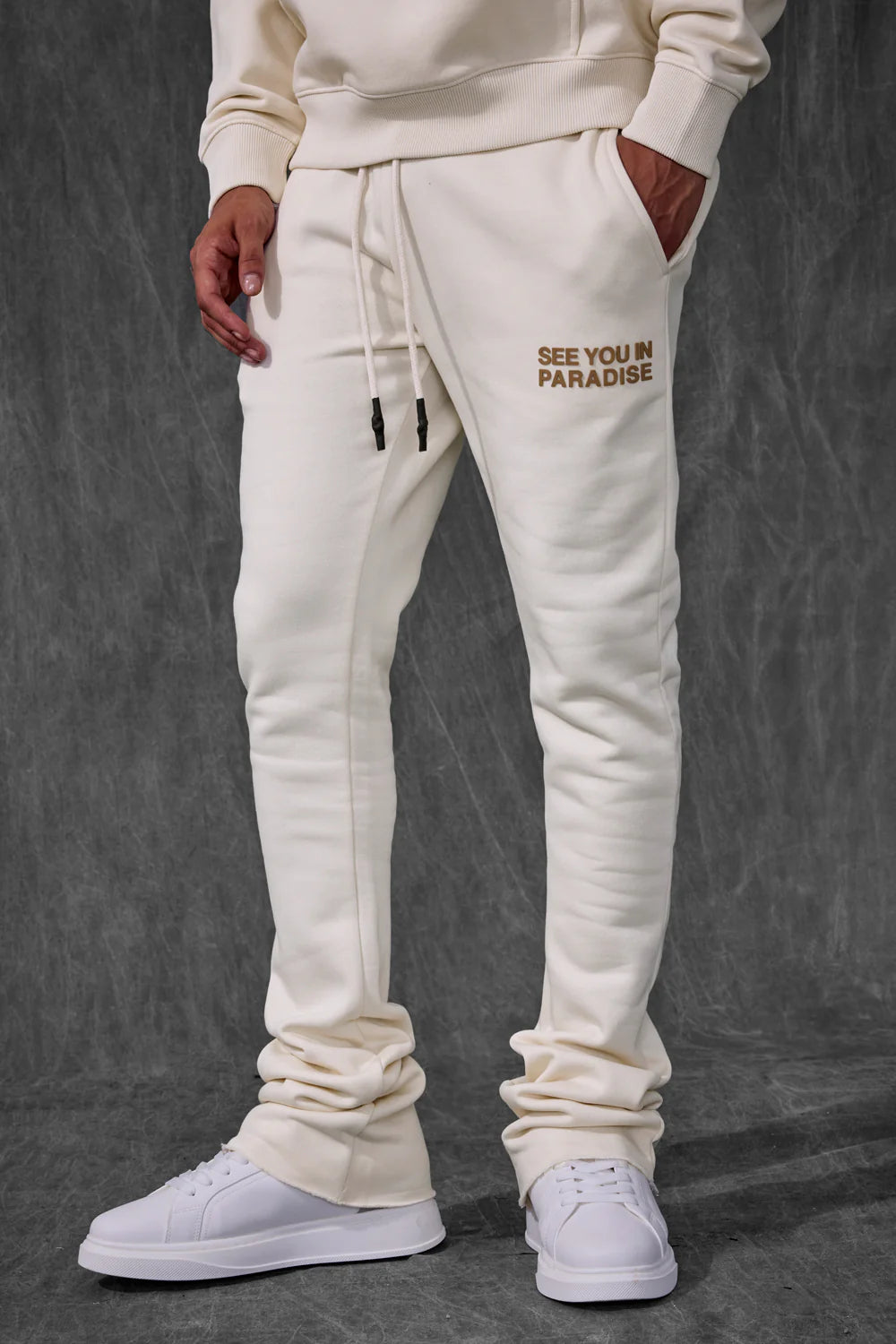 SYIP SWEATSUIT SET STACKED PANTS BONE