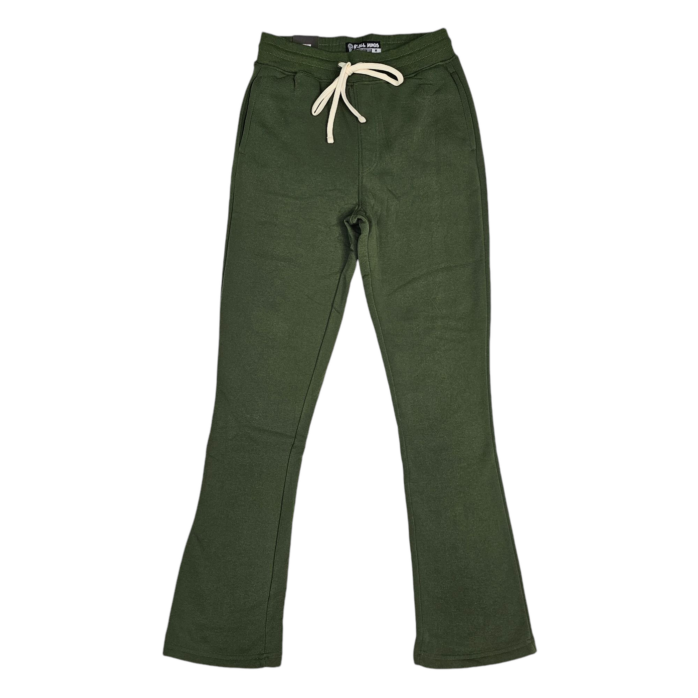 REBEL MINDS PLAIN FLEECE STACKED SWEATPANTS OLIVE