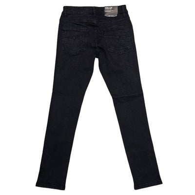 M SOCIETY DENIM JEANS RIPS & REPAIR JET BLACK MS-80346