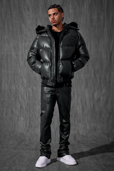 SYIP PU PUFFER WITH EMBOSS JACKET BLACK 91665