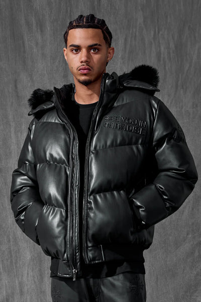 SYIP PU PUFFER WITH EMBOSS JACKET BLACK 91665