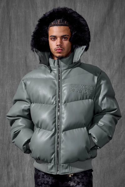 SYIP PU PUFFER WITH EMBOSS JACKET CHARCOAL 91665