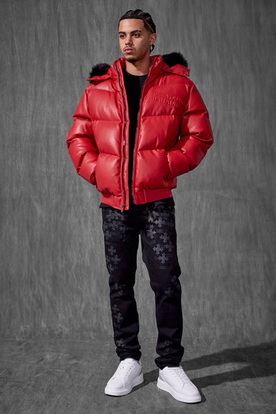 SYIP PU PUFFER WITH EMBOSS JACKET RED 91665