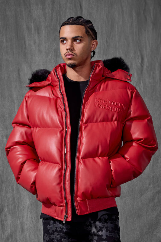 SYIP PU PUFFER WITH EMBOSS JACKET RED 91665