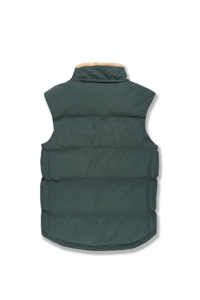 YUKON FUR LINED PUFFER VEST DARK OLIVE